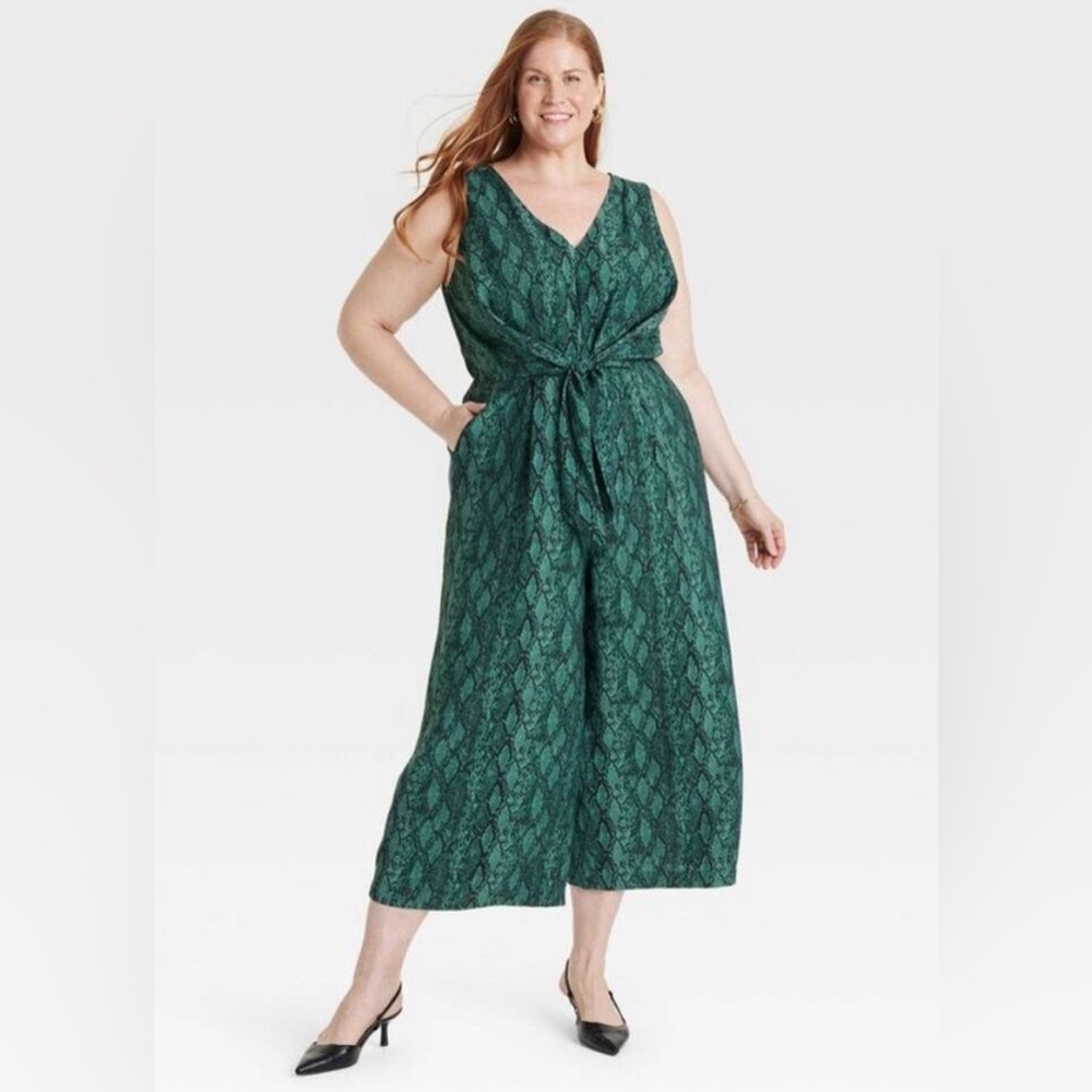 Ava & Viv Women's Straight Leg Maxi Jumpsuit - Ava & Viv Green 2X